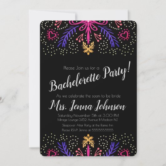 Bachelorette Party Dotted Floral Chic Kaart (Voorkant)