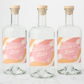 Bachelorette Party Drink in Love Retro Pink Likeurfles Etiket (Flessen)
