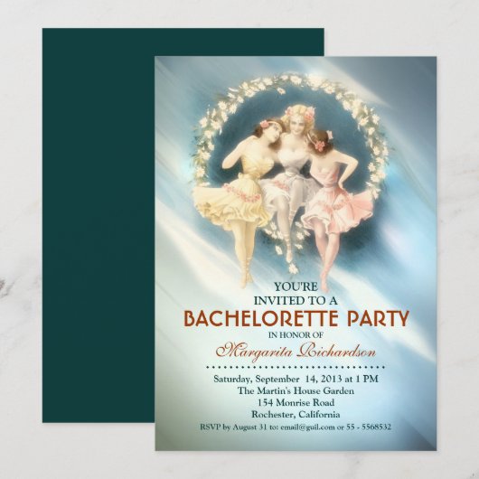 Bachelorette Party Elegante blauwe stijlvolle uitn Kaart (Voorkant / Achterkant)