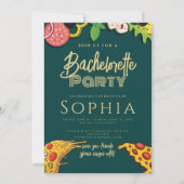 Bachelorette Party Emerald Green Gold PIZZA Modern Kaart (Voorkant)