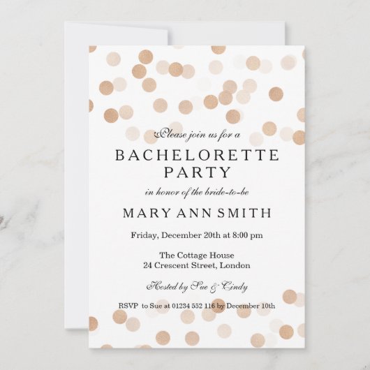 Bachelorette Party Faux Copper Foil Glitter Lights Kaart (Voorkant)