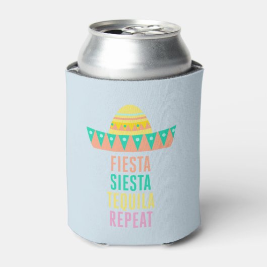Bachelorette Party Favor Fiesta Siesta Repeat Blikjeskoeler (Blikje Voorkant)