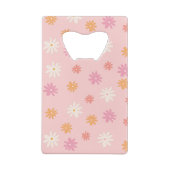 Bachelorette Party Favor Retro Pink Daisy Creditkaart Flessenopener (Achterkant)