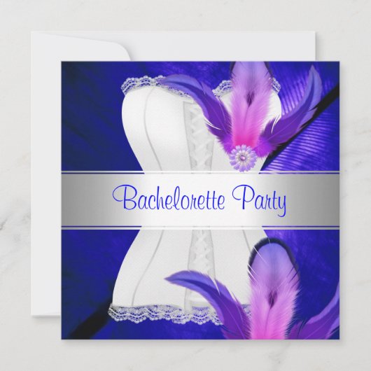 Bachelorette Party Feather Blue Kaart (Voorkant)