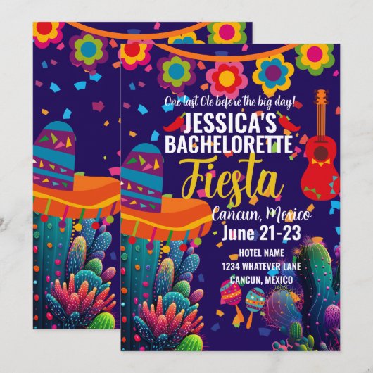 Bachelorette Party Fiesta Custom Kaart (Voorkant / Achterkant)