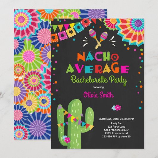 Bachelorette party Fiesta Invitation Nacho Gemidde Kaart (Voorkant / Achterkant)