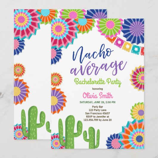 Bachelorette party Fiesta Invitation Nacho Gemidde Kaart (Voorkant / Achterkant)