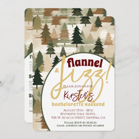 Bachelorette Party Flanel en Fizz Rustieke Bossen Kaart (Voorkant / Achterkant)