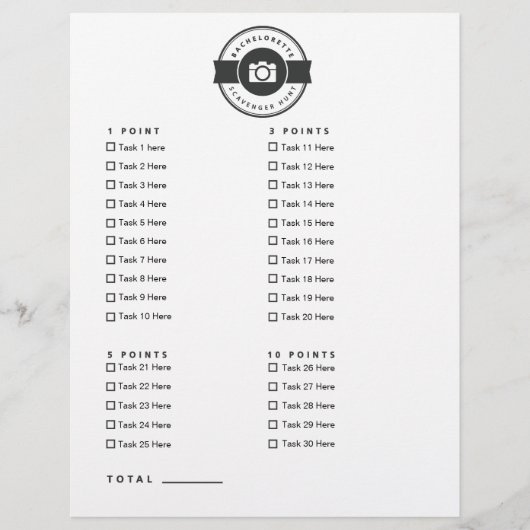 Bachelorette Party Foto Scavenger Hunt Game (Voorkant)