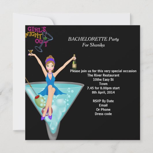 Bachelorette Party Fun Cocktails Drink blauw Kaart (Achterkant)