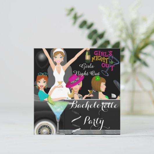 Bachelorette Party Fun Limo Car Cocktails Kaart (Staand voorkant)