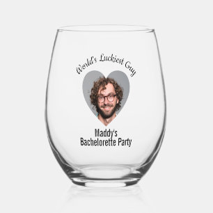 Bachelorette Party Fun Personalized Groom Face Wijnglas Zonder Voet