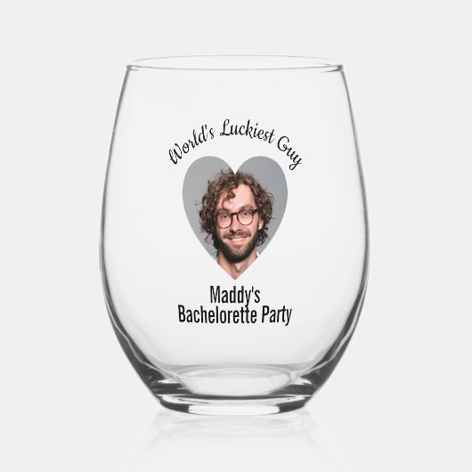 Bachelorette Party Fun Personalized Groom Face Wijnglas Zonder Voet (Voorkant)