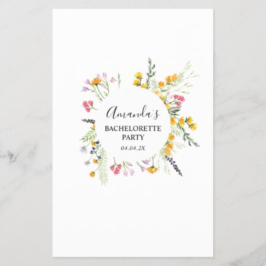 Bachelorette Party Game Drink in Wildbloemen Flyer (Achterkant)