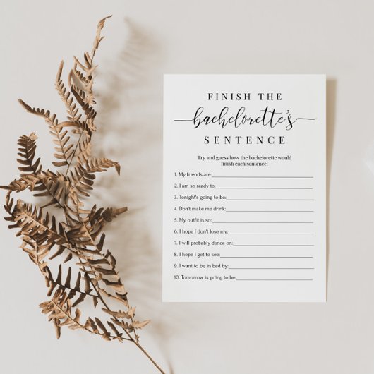 Bachelorette Party Game Kaart Voltooi de zin
