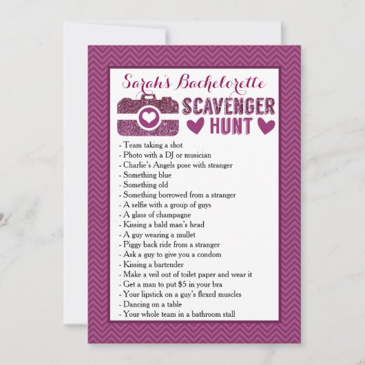 Bachelorette Party Game-Photo Scavenger Hunt (Voorkant)