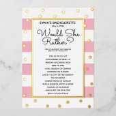 Bachelorette Party Game - Zou ze liever? Bride Folie Uitnodiging (Voorkant)