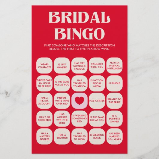 Bachelorette Party Games Bruids Bingo Flyer (Voorkant)