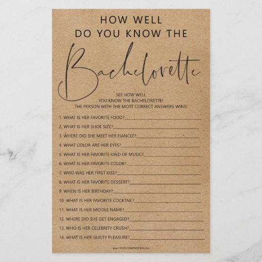 Bachelorette Party games - dubbelzijdig bediend (Achterkant)