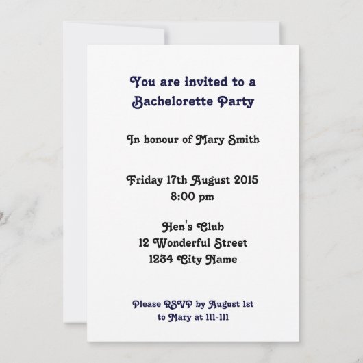 Bachelorette Party gepersonaliseerde aankondiging (Achterkant)