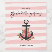 Bachelorette Party Getaway Pink Nautical Wijn Etiket (Enkel label)