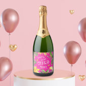 Bachelorette Party Girly Pink Tropical Beach Fun Sparkling Wijnetiket