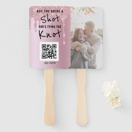 Bachelorette Party glitter Drip Buy Shot QR Code Handwaaier (Voorkant en achterkant)