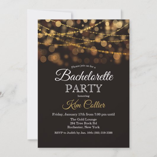 Bachelorette Party Glitter Lights Uitnodiging (Voorkant)