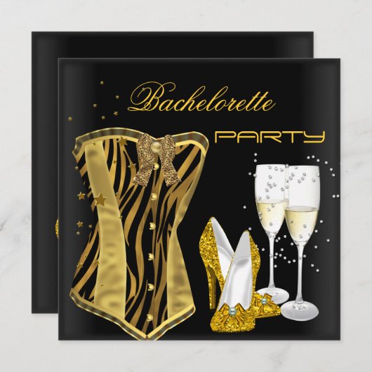 Bachelorette Party Gold Black Corset-Zebra schoene Kaart (Voorkant / Achterkant)