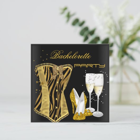 Bachelorette Party Gold Black Corset-Zebra schoene Kaart (Staand voorkant)