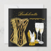Bachelorette Party Gold Black Corset-Zebra schoene Kaart (Voorkant)
