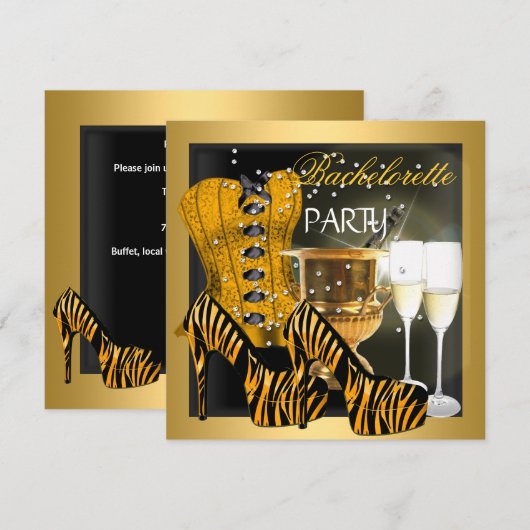 Bachelorette Party Gold Black Corset-Zebra schoene Kaart (Voorkant / Achterkant)