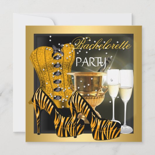 Bachelorette Party Gold Black Corset-Zebra schoene Kaart (Voorkant)