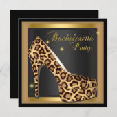Bachelorette Party Gold Black Leopard Hi Heel Shoe Kaart (Voorkant / Achterkant)