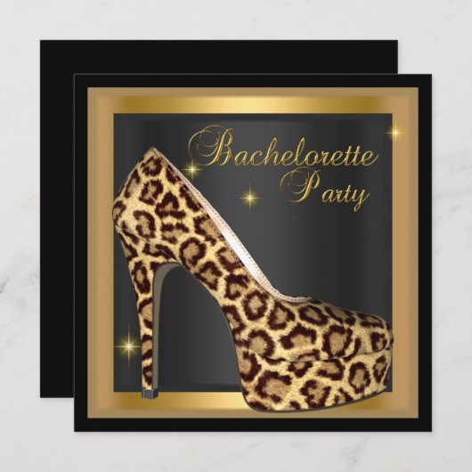 Bachelorette Party Gold Black Leopard Hi Heel Shoe Kaart (Voorkant / Achterkant)