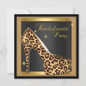 Bachelorette Party Gold Black Leopard Hi Heel Shoe Kaart (Voorkant)