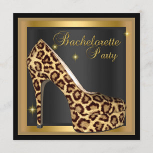 Bachelorette Party Gold Black Leopard Hi Heel Shoe Kaart