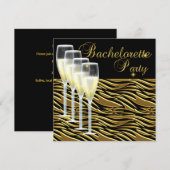 Bachelorette Party Gold Champagne Zwart Kaart (Voorkant / Achterkant)