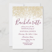 Bachelorette Party Gold Glitter Burgundy Invite Kaart (Voorkant)