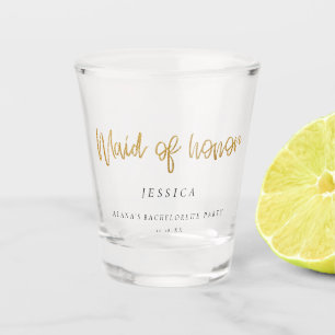 Bachelorette Party Gold Glitter Maid of Honor Shot Glas