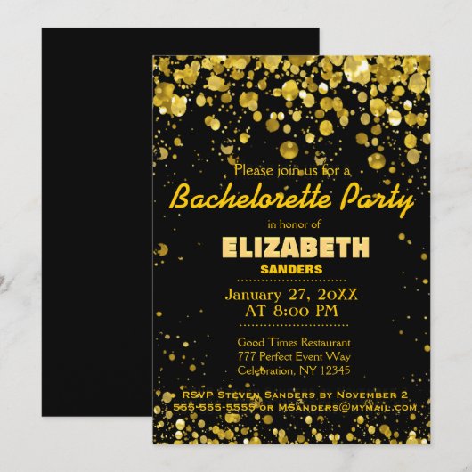 Bachelorette Party Gold Kaart (Voorkant / Achterkant)