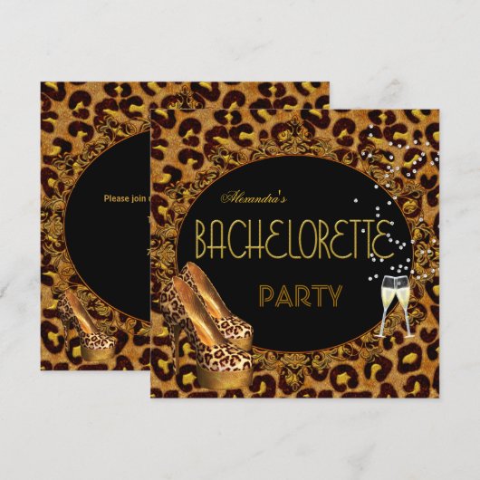 Bachelorette Party Gold Leopard Black Shoes 5 Kaart (Voorkant / Achterkant)