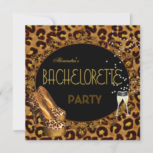 Bachelorette Party Gold Leopard Black Shoes 5 Kaart (Voorkant)