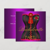 Bachelorette Party Gold Magenta Zwart Rood Corset Kaart (Voorkant / Achterkant)