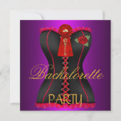 Bachelorette Party Gold Magenta Zwart Rood Corset Kaart (Voorkant)