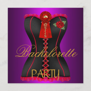 Bachelorette Party Gold Magenta Zwart Rood Corset Kaart