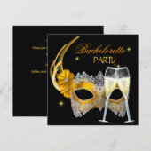 Bachelorette Party Gold Mask Champagne Zwart Kaart (Voorkant / Achterkant)