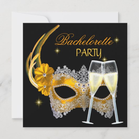 Bachelorette Party Gold Mask Champagne Zwart Kaart (Voorkant)