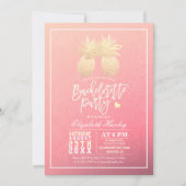 Bachelorette Party Gold Pineapple Couple Pink Rose Kaart (Voorkant)