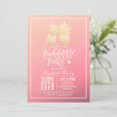 Bachelorette Party Gold Pineapple Couple Pink Rose Kaart (Staand voorkant)